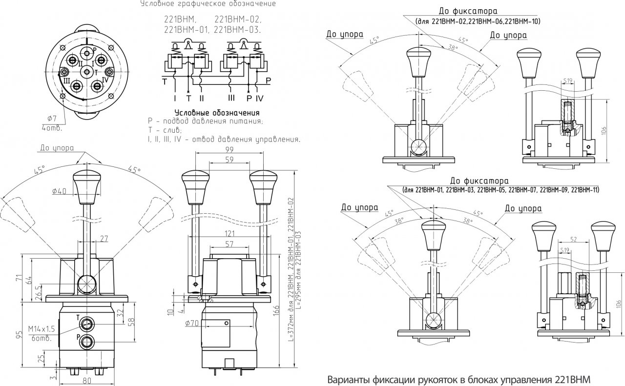 Блок гидроуправления с двумя рукоятками серии 221BHM PSM-HYDRAULICS 221BHM-01